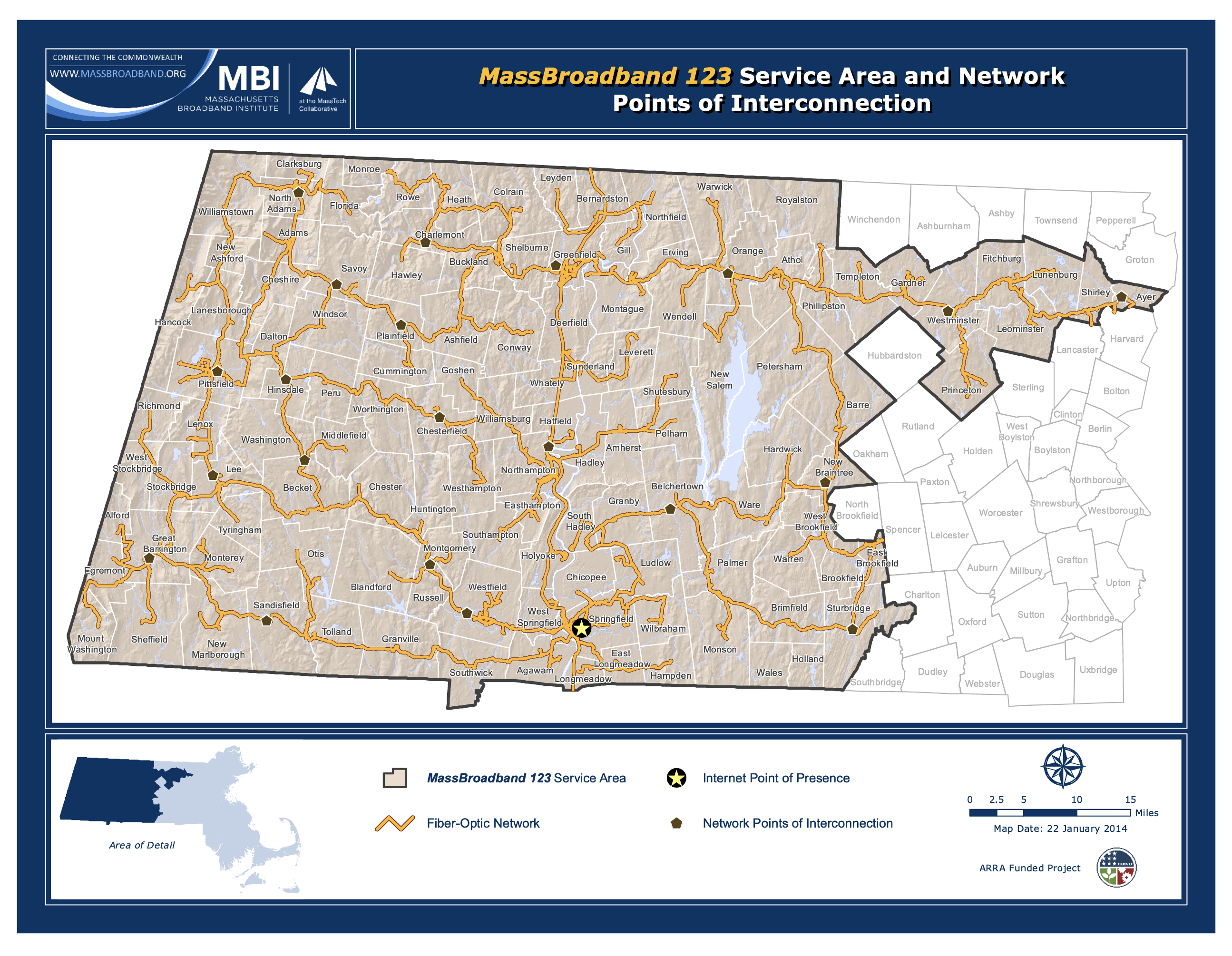 Mass Broadband 123 service area and points of connection map