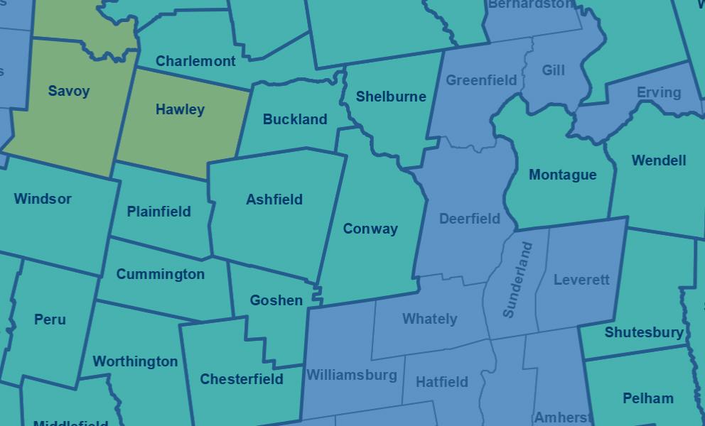 Map of Massachusetts towns
