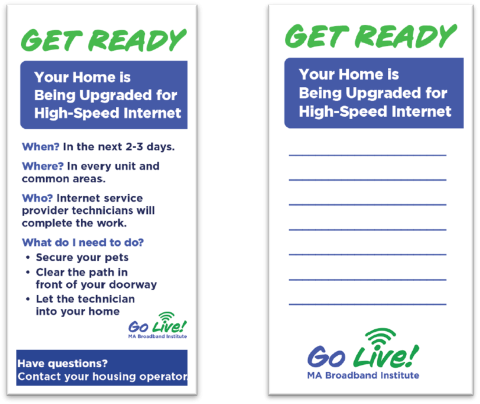 Front and back side of doorhanger 